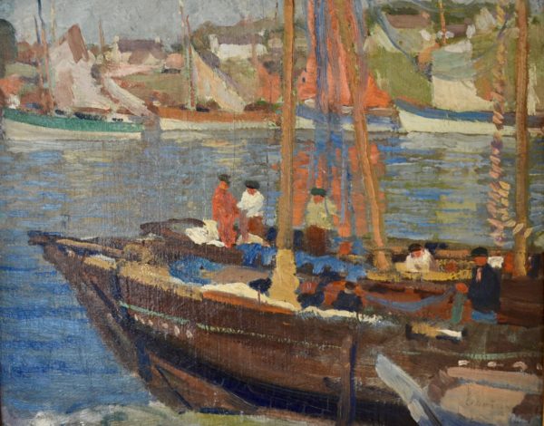 Fishing Boats in Harbor by George Evans