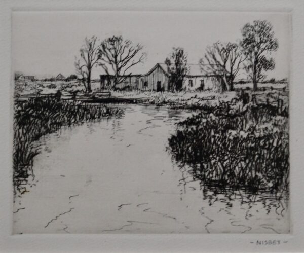 Barn by a River by Robert Hogg Nisbet