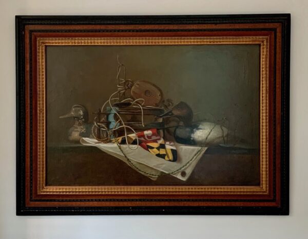 Guy Steele Fairlamb, "Still Life with Decoys and Maryland State Flag"